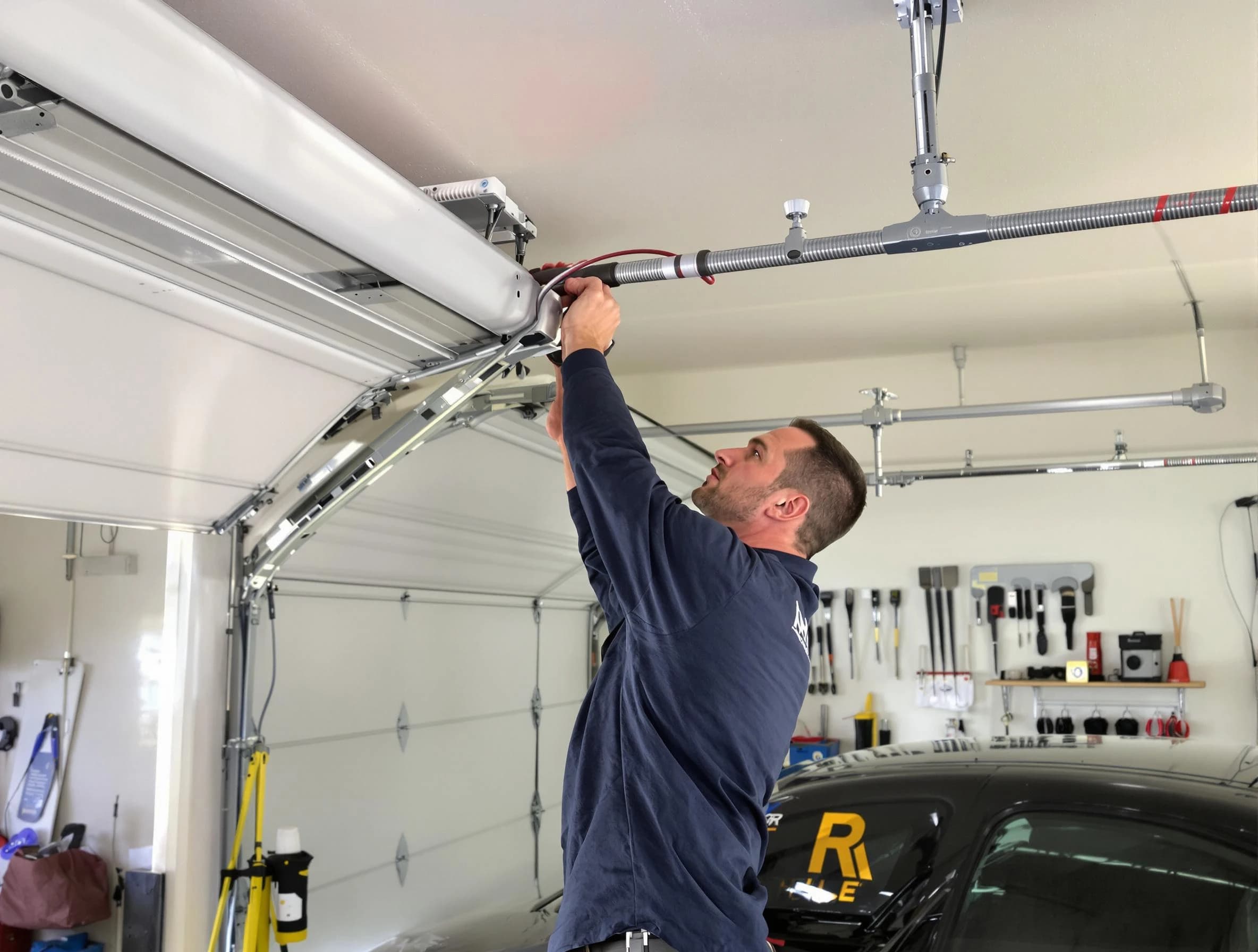 Choctaw Garage Door Repair technician performing garage door cable repair in Choctaw