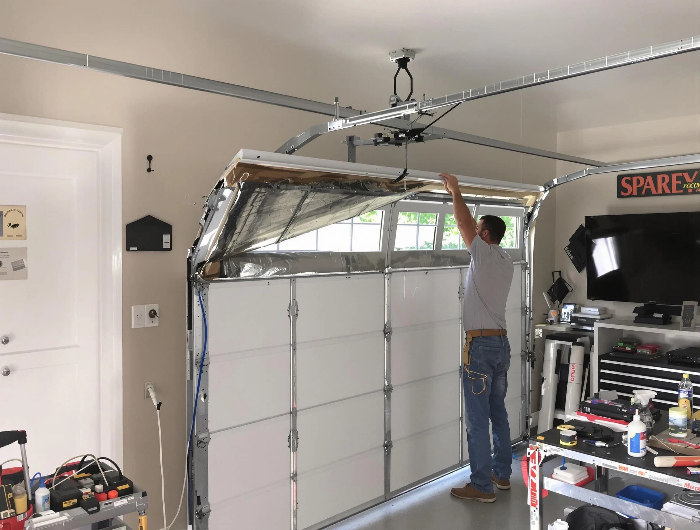 Garage door section replacement by Choctaw Garage Door Repair in Choctaw