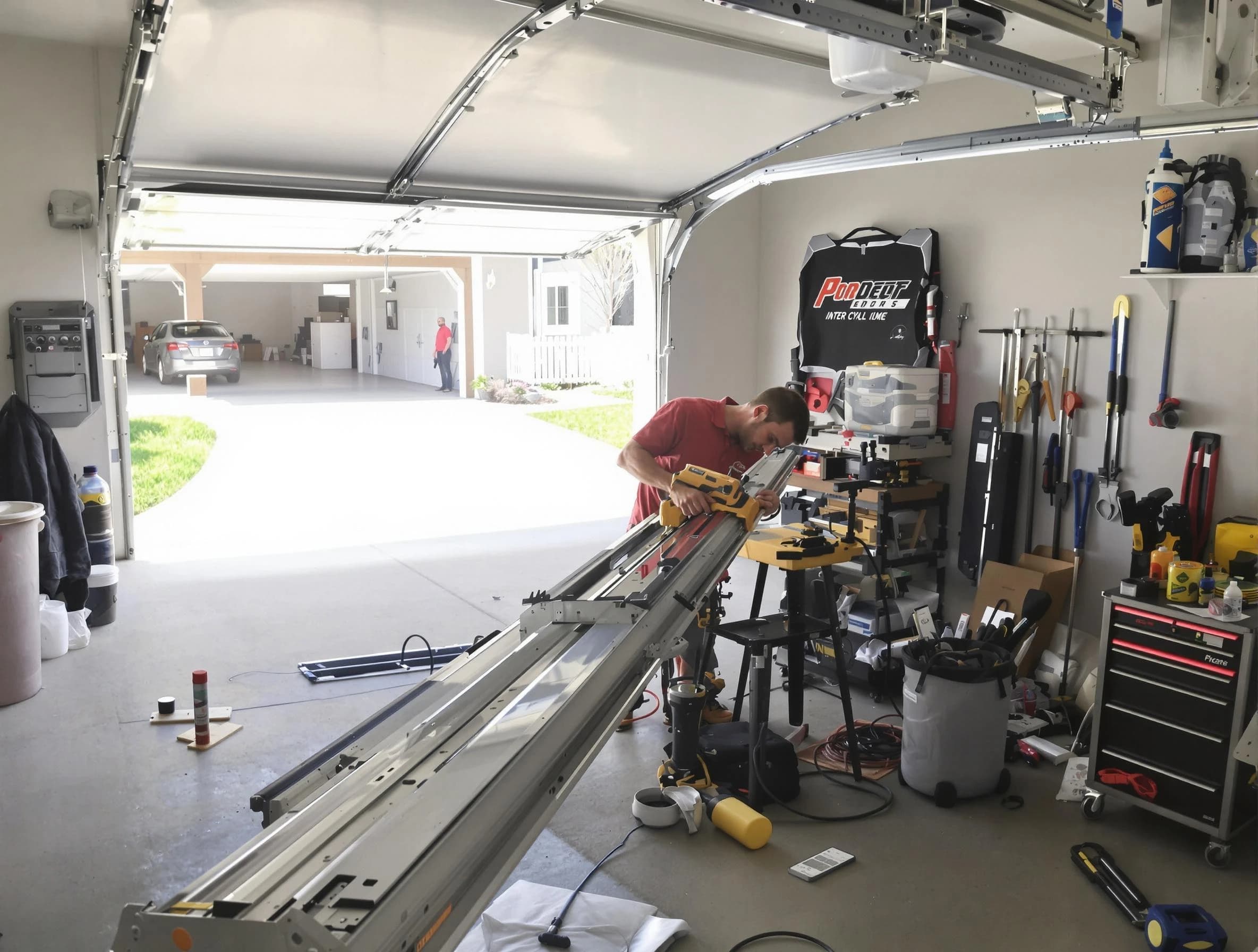 Choctaw Garage Door Repair expert performing track repair in Choctaw
