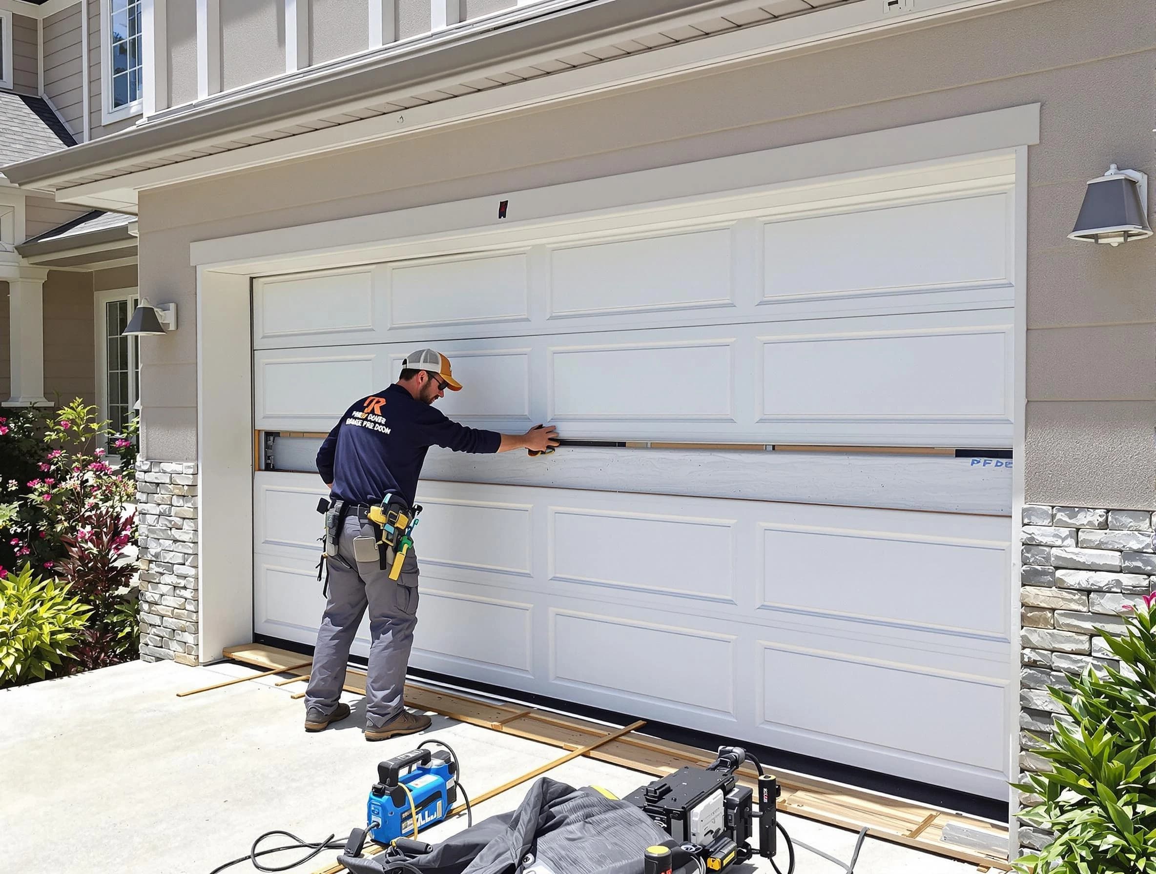 Choctaw Garage Door Repair team performing complete garage door replacement at Choctaw residence