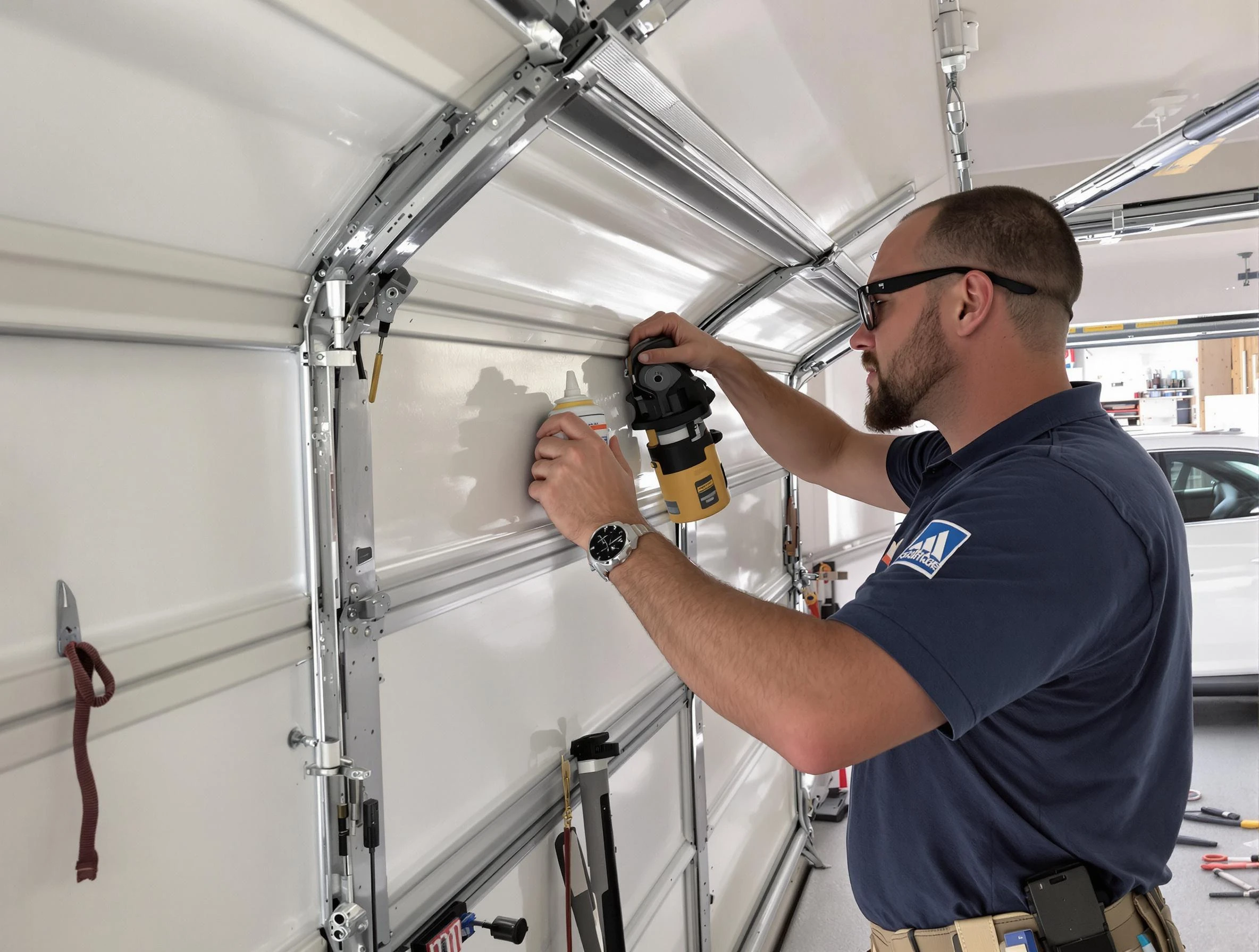 Choctaw Garage Door Repair technician performing comprehensive noise reduction service in Choctaw